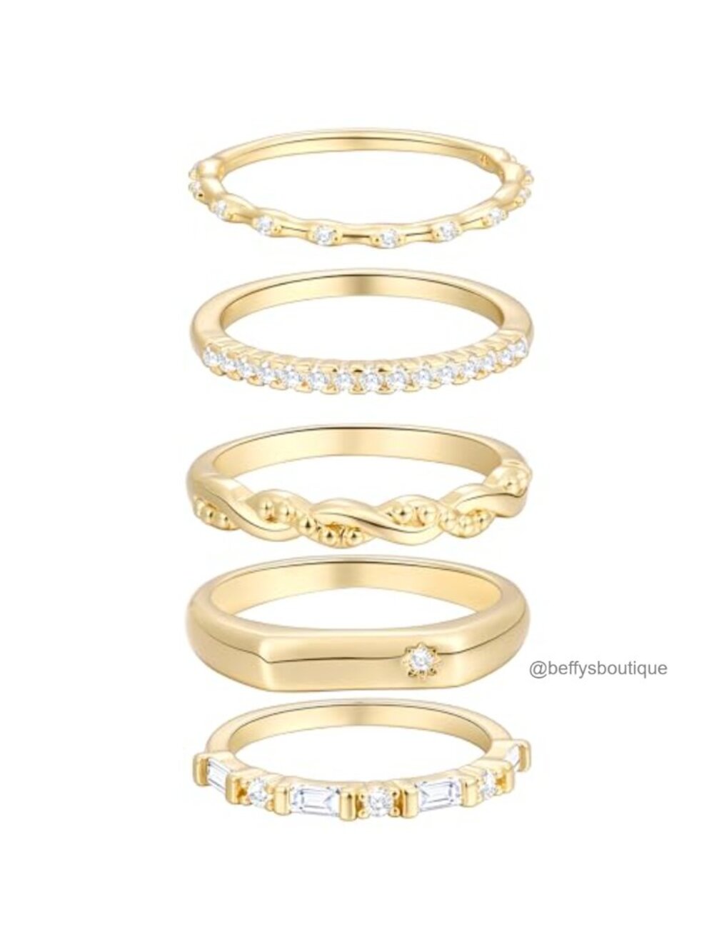 14k Gold Plated Rings Set Womens Stacking Promise Band 5 Pc